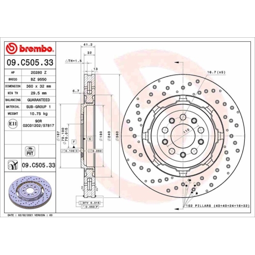 BREMBO Bremsscheibe PRIME LINE - Dual Cast