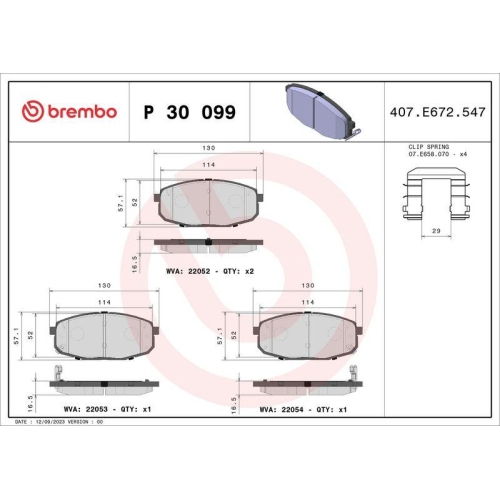 BREMBO Bremsbelagsatz, Scheibenbremse PRIME LINE