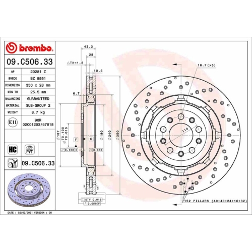 BREMBO Bremsscheibe PRIME LINE - Dual Cast