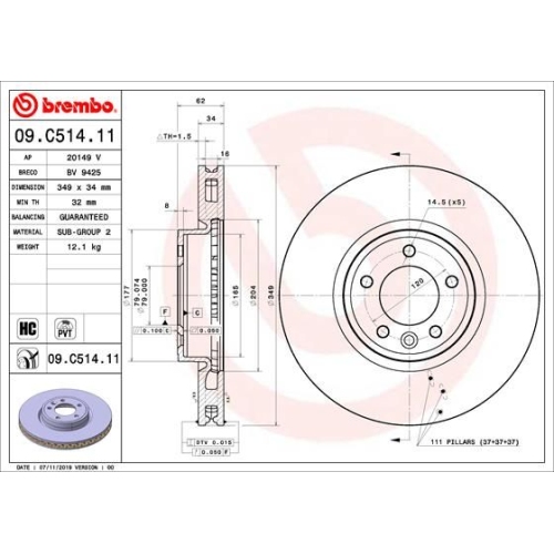 BREMBO Bremsscheibe PRIME LINE - UV Coated