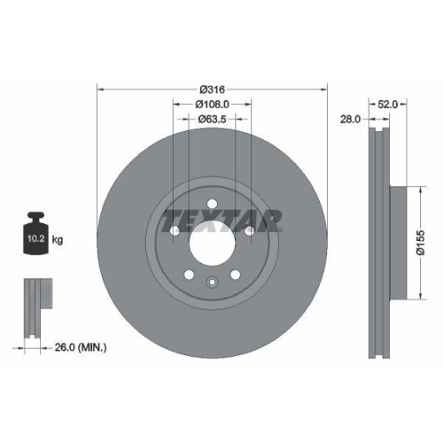 TEXTAR Bremsscheibe PRO+