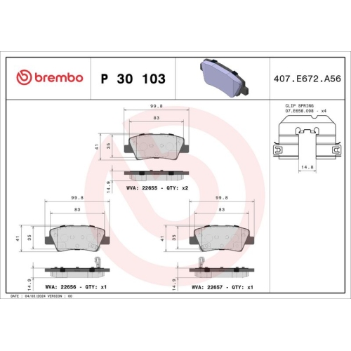 BREMBO Bremsbelagsatz, Scheibenbremse PRIME LINE