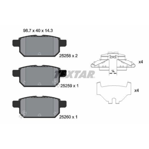 TEXTAR Bremsbelagsatz, Scheibenbremse