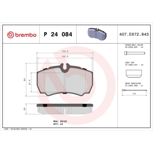 BREMBO Bremsbelagsatz, Scheibenbremse PRIME LINE