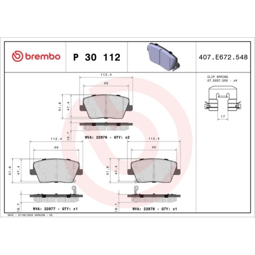 BREMBO Bremsbelagsatz, Scheibenbremse PRIME LINE