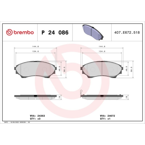 BREMBO Bremsbelagsatz, Scheibenbremse PRIME LINE