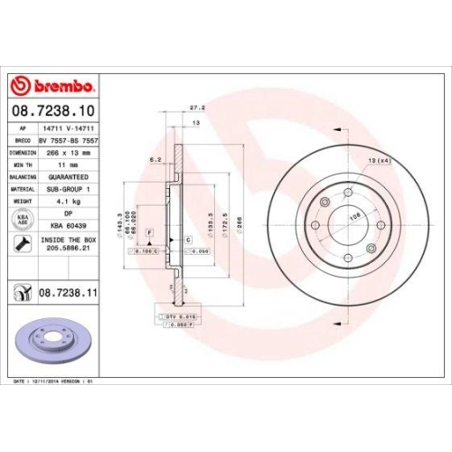 BREMBO Bremsscheibe PRIME LINE - UV Coated