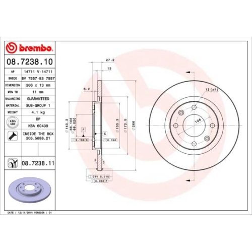 BREMBO Bremsscheibe PRIME LINE - UV Coated