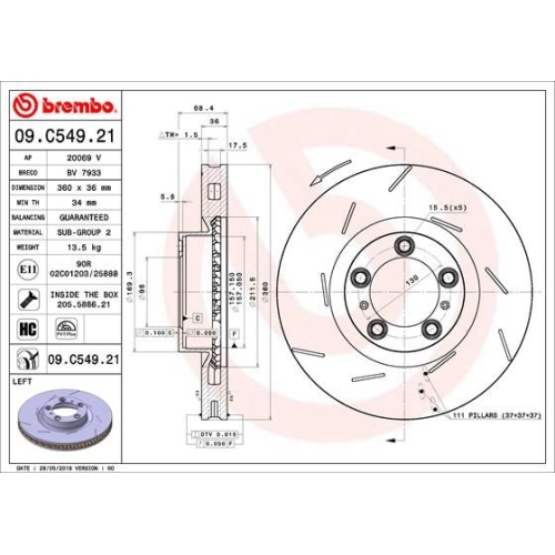 BREMBO Bremsscheibe PRIME LINE - UV Coated