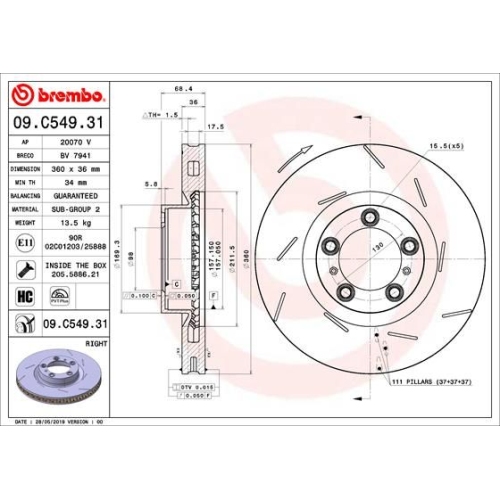 BREMBO Bremsscheibe PRIME LINE - UV Coated