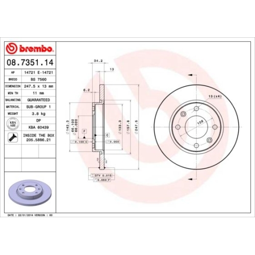 BREMBO Bremsscheibe PRIME LINE