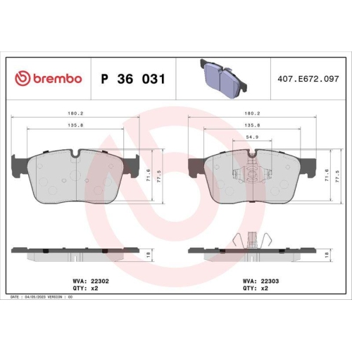 BREMBO Bremsbelagsatz, Scheibenbremse PRIME LINE