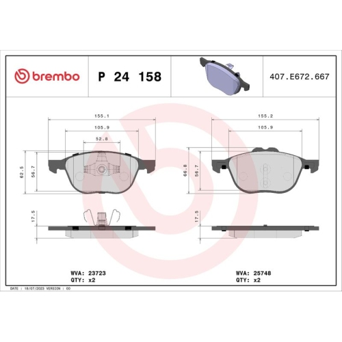 BREMBO Bremsbelagsatz, Scheibenbremse PRIME LINE