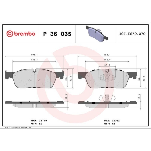 BREMBO Bremsbelagsatz, Scheibenbremse PRIME LINE