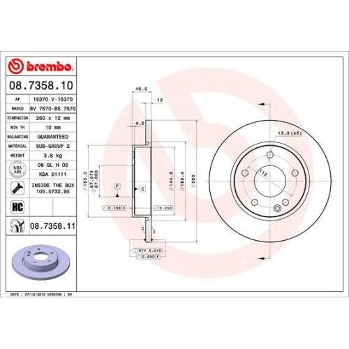 BREMBO Bremsscheibe PRIME LINE - UV Coated