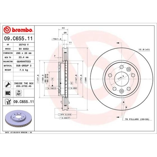 BREMBO Bremsscheibe PRIME LINE - UV Coated