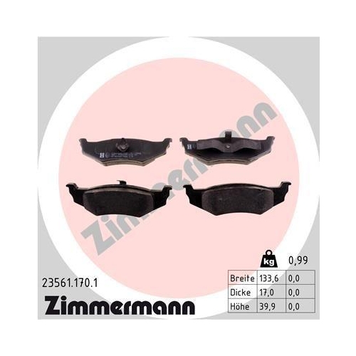 ZIMMERMANN Bremsbelagsatz, Scheibenbremse