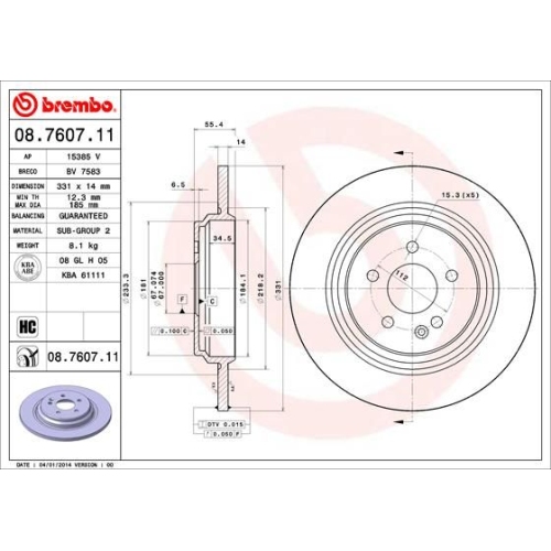 BREMBO Bremsscheibe PRIME LINE - UV Coated