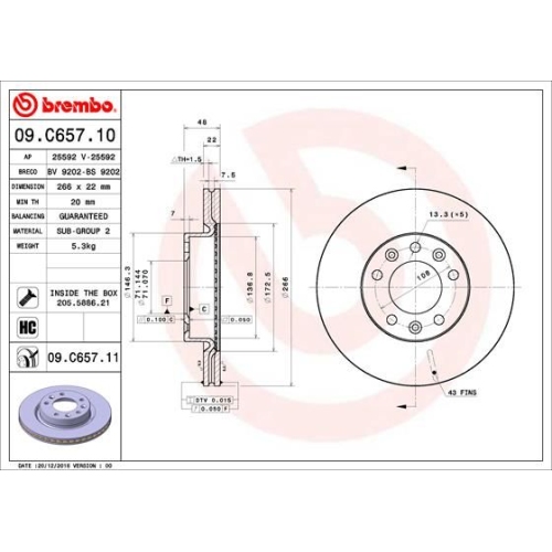 BREMBO Bremsscheibe PRIME LINE - UV Coated