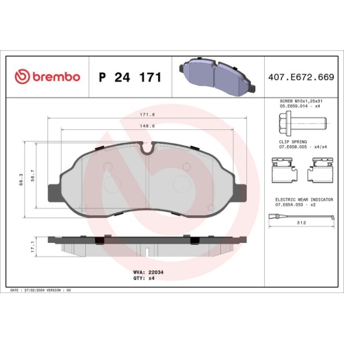 BREMBO Bremsbelagsatz, Scheibenbremse PRIME LINE