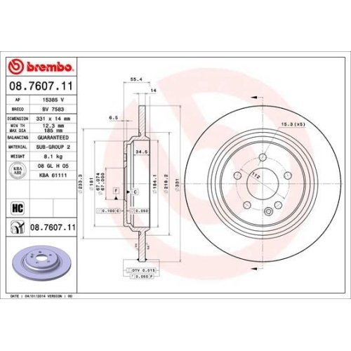 BREMBO Bremsscheibe PRIME LINE - UV Coated