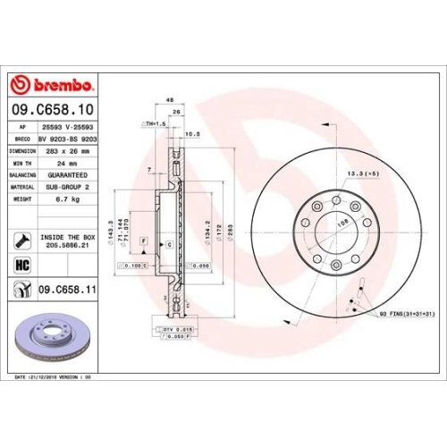 BREMBO Bremsscheibe PRIME LINE - UV Coated