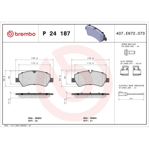 BREMBO Bremsbelagsatz, Scheibenbremse PRIME LINE