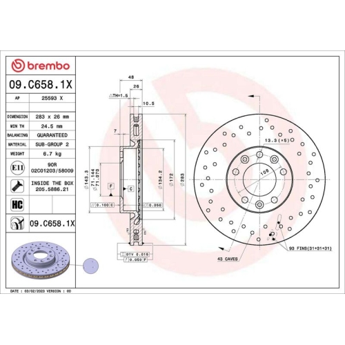 BREMBO Bremsscheibe XTRA LINE - Xtra