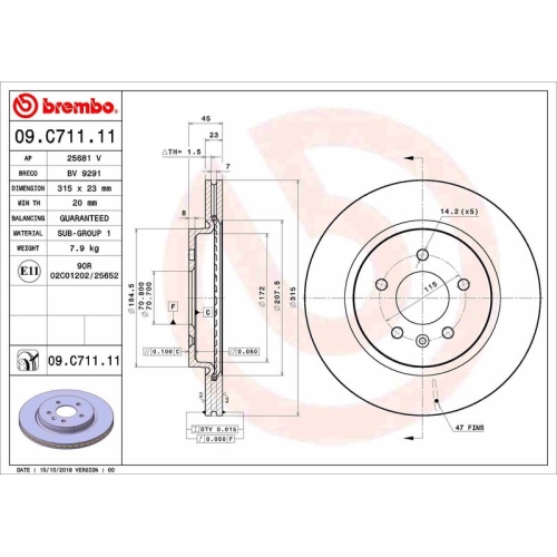 BREMBO Bremsscheibe PRIME LINE - UV Coated