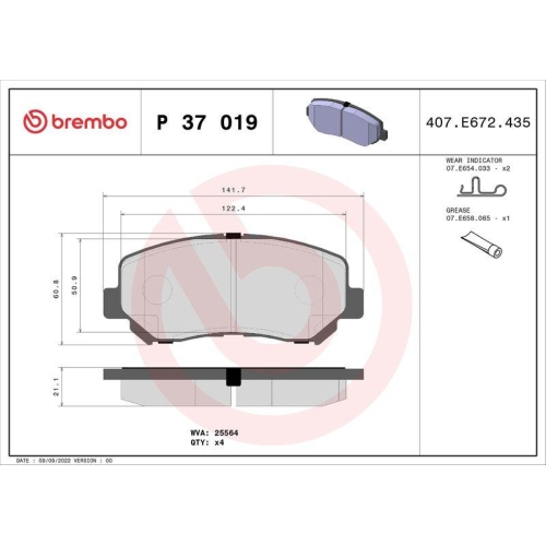 BREMBO Bremsbelagsatz, Scheibenbremse PRIME LINE