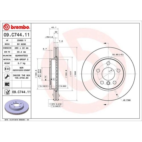 BREMBO Bremsscheibe PRIME LINE - UV Coated