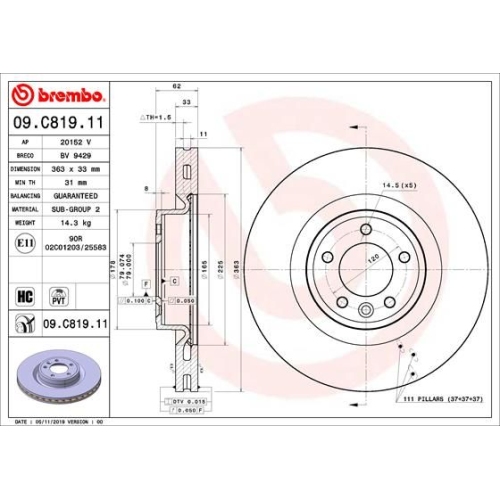 BREMBO Bremsscheibe PRIME LINE - UV Coated