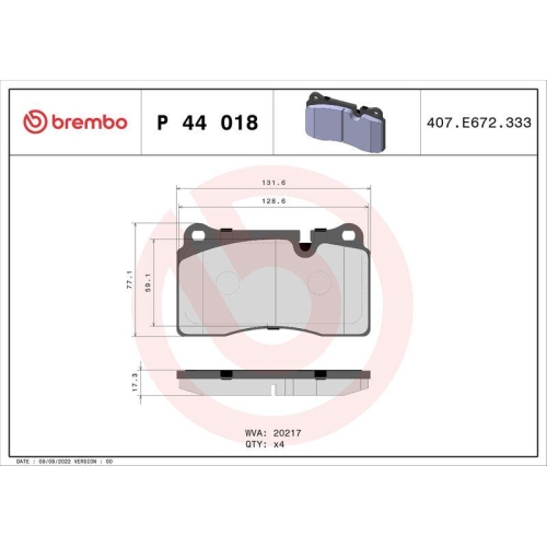 BREMBO Bremsbelagsatz, Scheibenbremse PRIME LINE