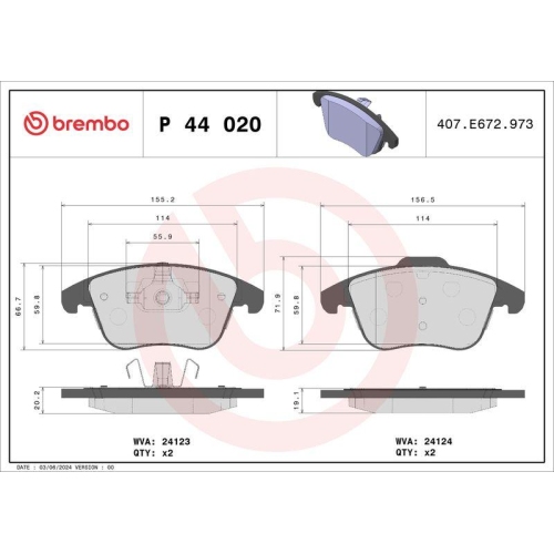 BREMBO Bremsbelagsatz, Scheibenbremse PRIME LINE