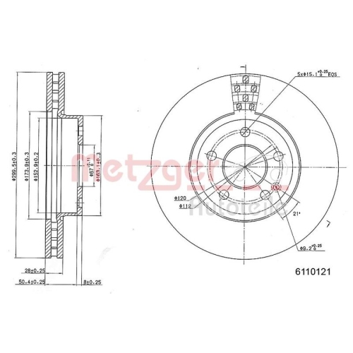 METZGER Bremsscheibe GREENPARTS