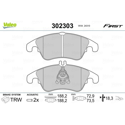 VALEO Bremsbelagsatz, Scheibenbremse FIRST