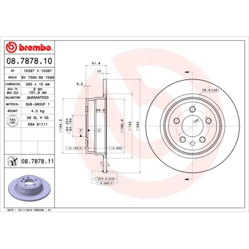 BREMBO Bremsscheibe PRIME LINE - UV Coated