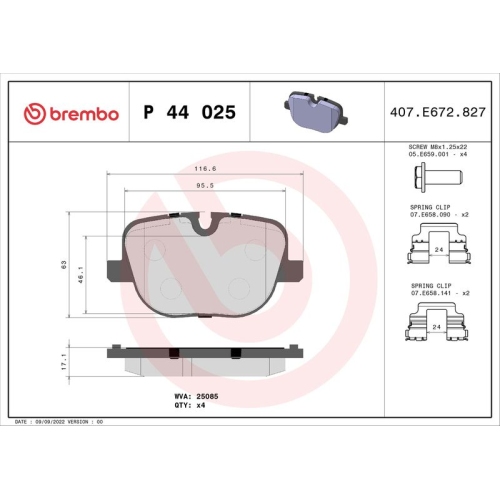 BREMBO Bremsbelagsatz, Scheibenbremse PRIME LINE