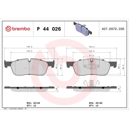 BREMBO Bremsbelagsatz, Scheibenbremse PRIME LINE