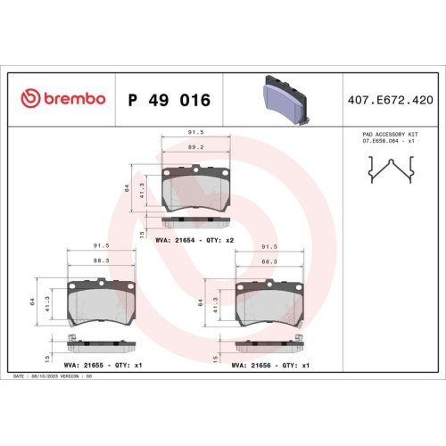 BREMBO Bremsbelagsatz, Scheibenbremse PRIME LINE