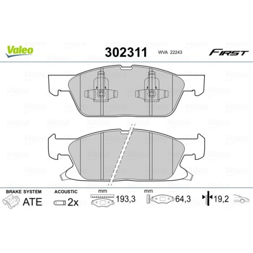 VALEO Bremsbelagsatz, Scheibenbremse FIRST