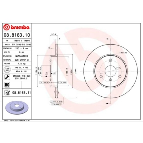 BREMBO Bremsscheibe PRIME LINE - UV Coated