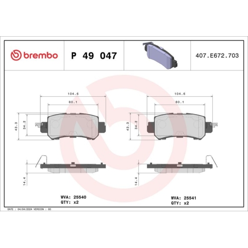 BREMBO Bremsbelagsatz, Scheibenbremse PRIME LINE