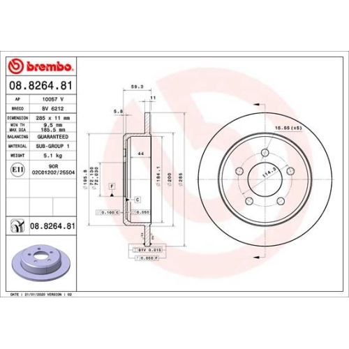 BREMBO Bremsscheibe PRIME LINE - UV Coated