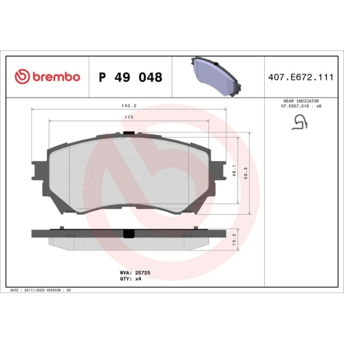 BREMBO Bremsbelagsatz, Scheibenbremse PRIME LINE