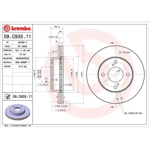 BREMBO Bremsscheibe PRIME LINE - UV Coated