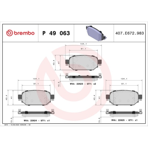 BREMBO Bremsbelagsatz, Scheibenbremse PRIME LINE