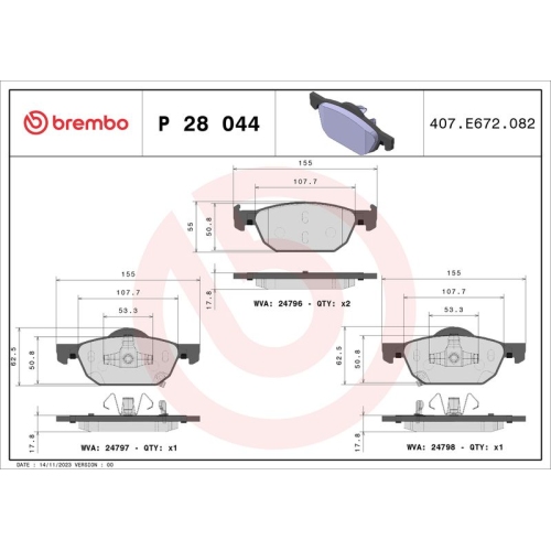 BREMBO Bremsbelagsatz, Scheibenbremse XTRA LINE