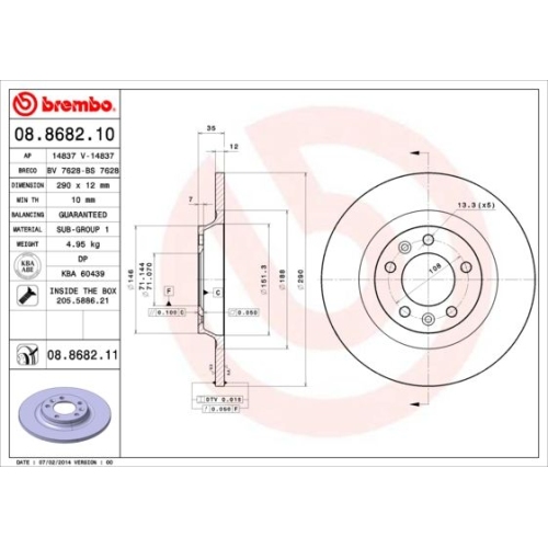 BREMBO Bremsscheibe PRIME LINE - UV Coated