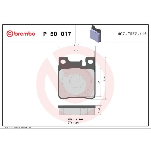 BREMBO Bremsbelagsatz, Scheibenbremse PRIME LINE